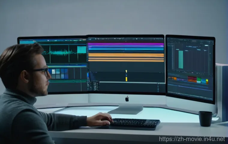 영화 후반 작업의 주요 이슈 - **Prompt 1: Futuristic Virtual Production Set**
    A bustling, ultra-modern virtual production film...