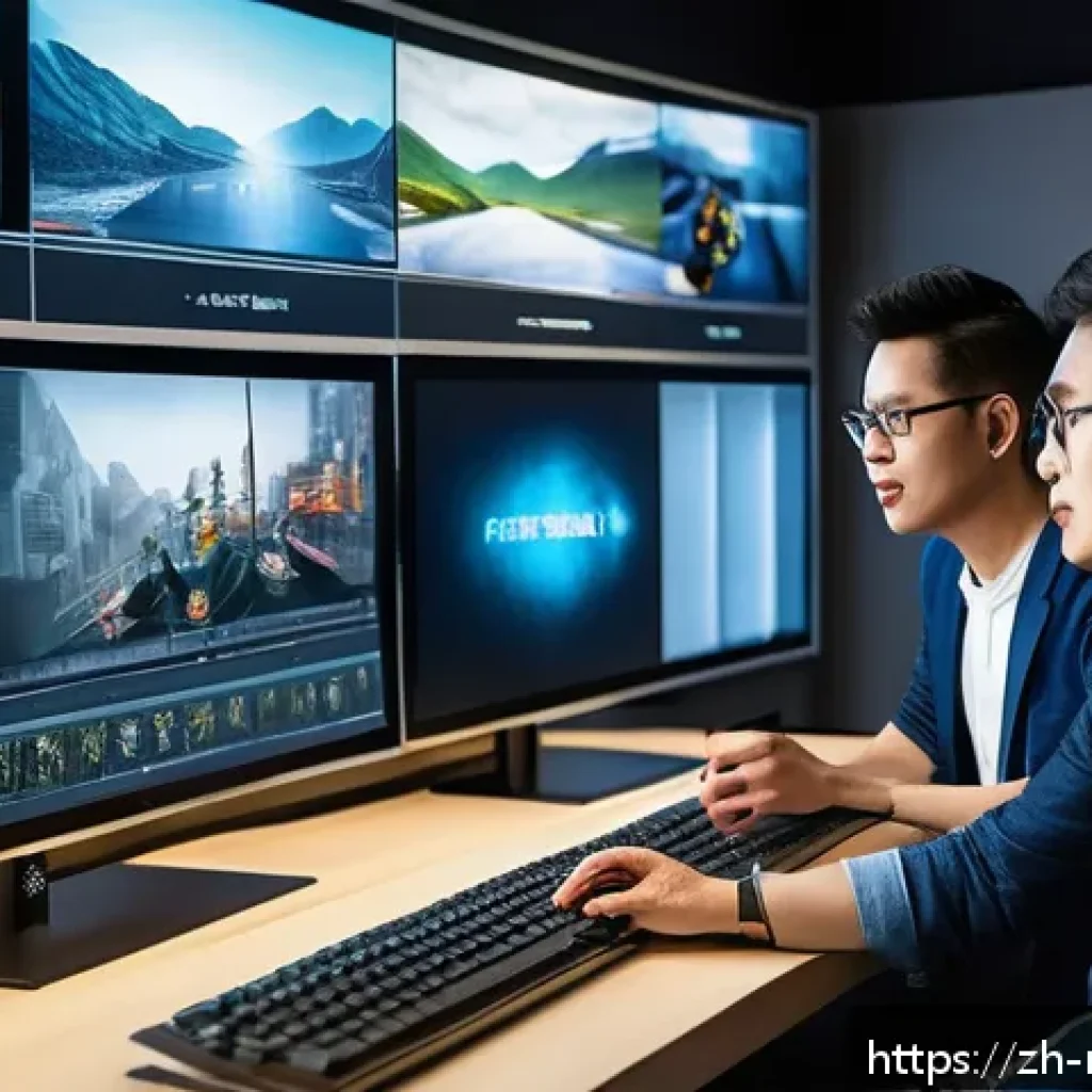 영화 제작사의 이직 성공 사례 - A modern film production office scene with diverse professionals actively discussing and analyzing t...