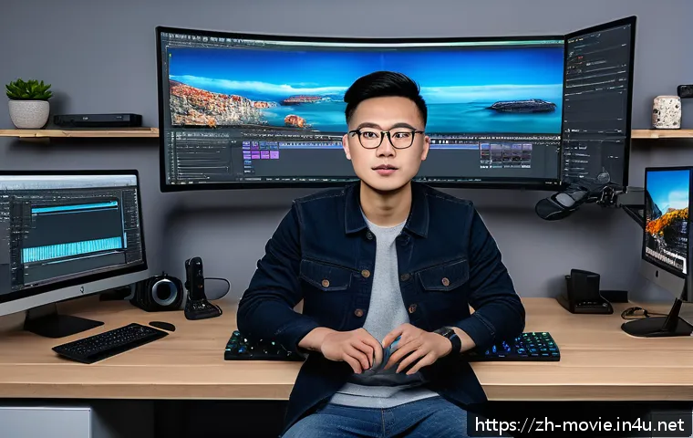 영화 편집 전문가가 되는 법 - A modern creative workspace featuring a young professional video editor working intensely on a high-...