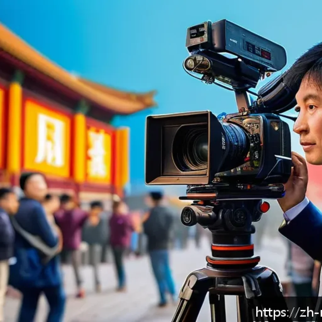 영화 제작사의 연봉 구조 분석 - A professional film director on a bustling movie set in a modern Chinese city, wearing smart casual ...