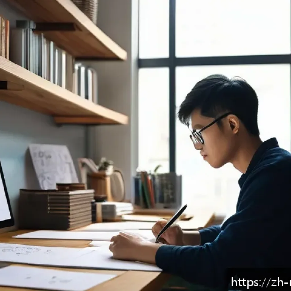 촬영 스크립트 작성 방법 - A modern creative workspace scene showing a young Asian video scriptwriter sitting at a sleek desk c...